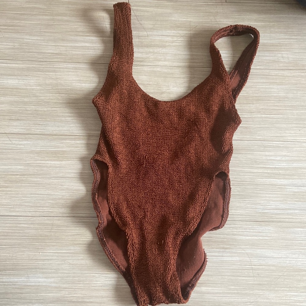 ASOS One Size Low Back Brown One Piece Swim Suit